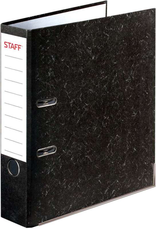 Папка-регистратор STAFF, с мраморным покрытием, 50 мм, без уголка, черный корешок