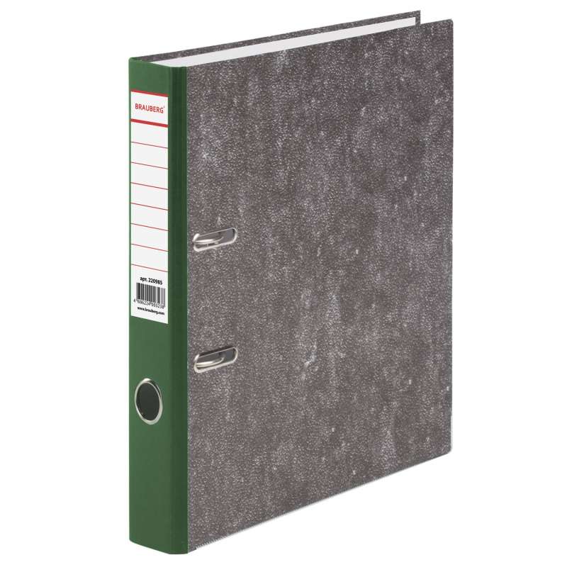 Папка-регистратор ОФИСМАГ фактура стандарт, с мраморным покрытием, 50 мм, зеленый корешок