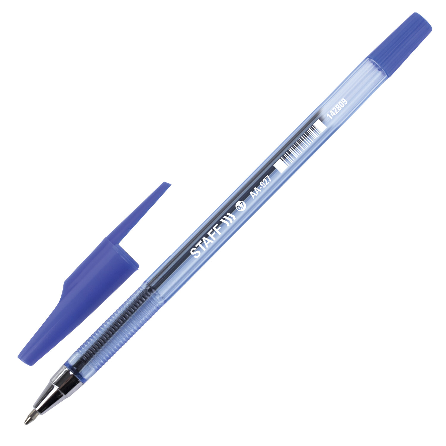 Ручка шариковая STAFF AA-927, СИНЯЯ, корпус тонированный, хром. детали, 0,7мм, линия 0,35мм